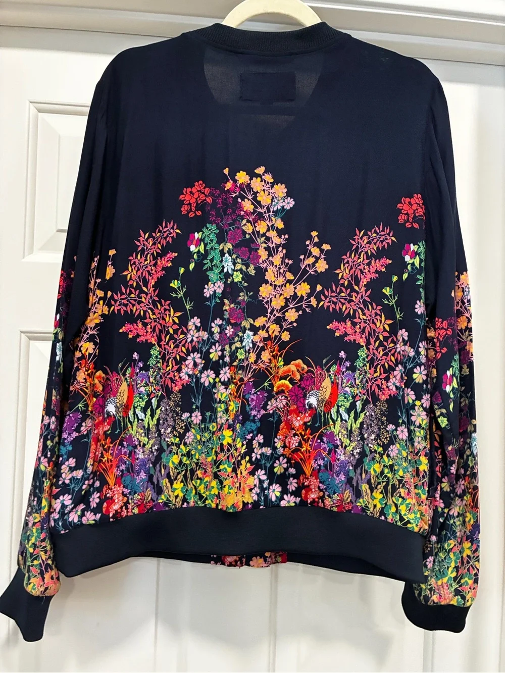 Merona Navy Floral-Print Bomber Jacket